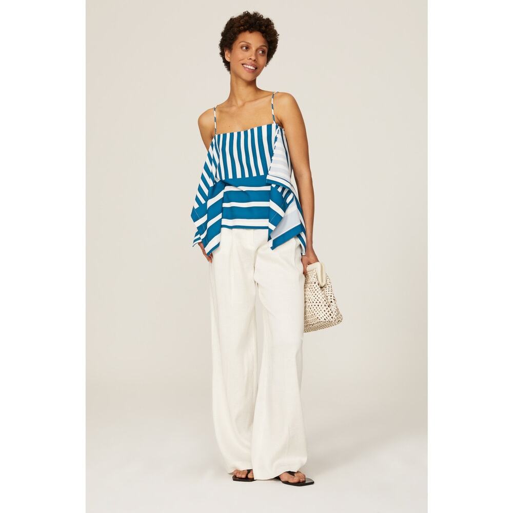 TOME x RTR Blue White Handkerchief Hem Striped Tank Top Size Medium